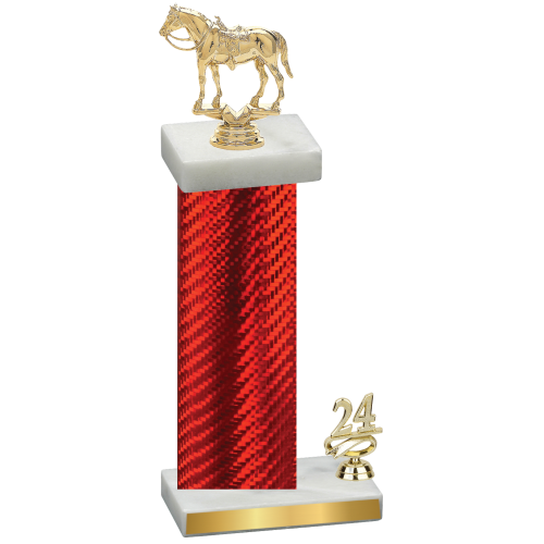 Accented Single Red Carbon Fiber Year Horses Trophy