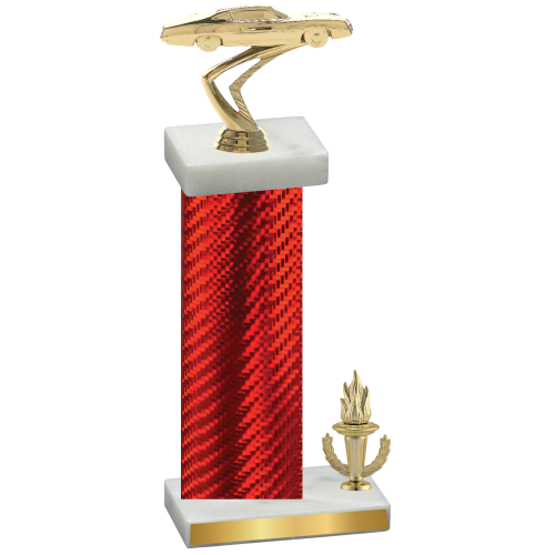 Accented Single Red Carbon Fiber Victory Cars Trophy