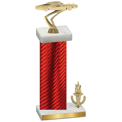 Accented Single Red Carbon Fiber Victory Cars Trophy