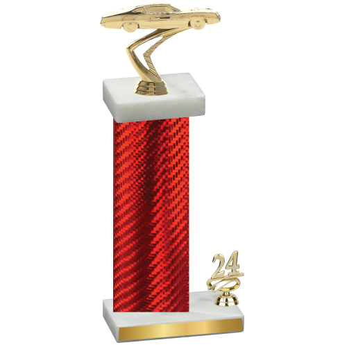 Accented Single Red Carbon Fiber Year Cars Trophy