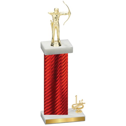 Accented Single Red Carbon Fiber First Place Archery Trophy