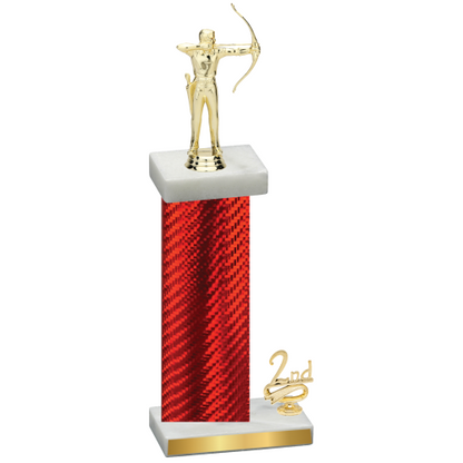 Accented Single Red Carbon Fiber Second Place Archery Trophy