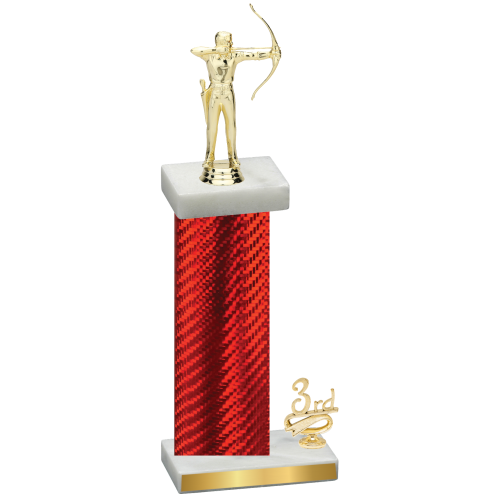 Accented Single Red Carbon Fiber Third Place Archery Trophy