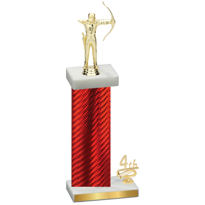 Accented Single Red Carbon Fiber Fourth Place Archery Trophy