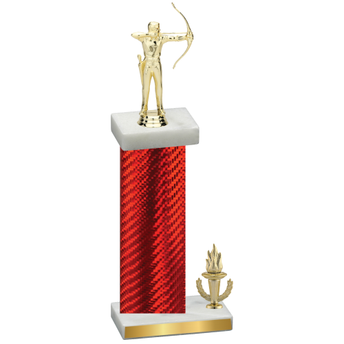 Accented Single Red Carbon Fiber Victory Archery Trophy