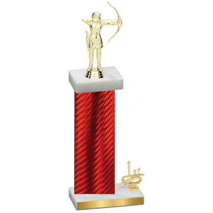 Accented Single Red Carbon Fiber First Place Archery Trophy