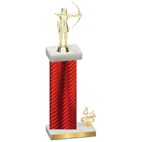 Accented Single Red Carbon Fiber Fourth Place Archery Trophy