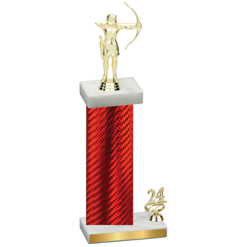 Accented Single Red Carbon Fiber Year Archery Trophy