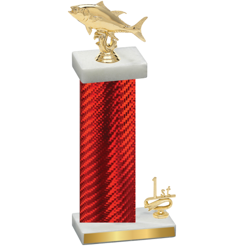 Accented Single Red Carbon Fiber First Place Fishing Trophy