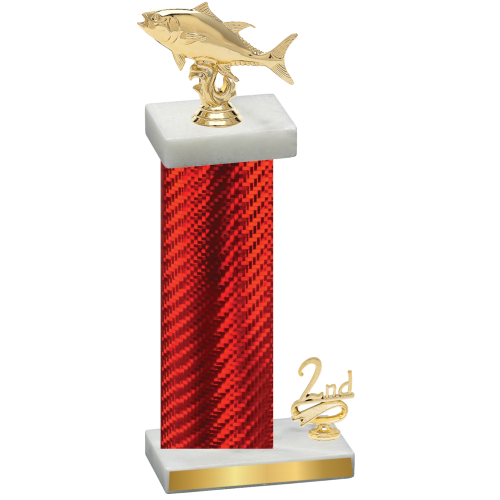 Accented Single Red Carbon Fiber Second Place Fishing Trophy