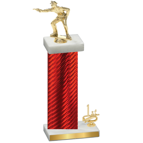 Accented Single Red Carbon Fiber First Place Shooter Trophy