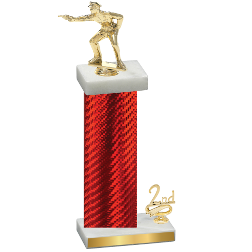 Accented Single Red Carbon Fiber Second Place Shooter Trophy