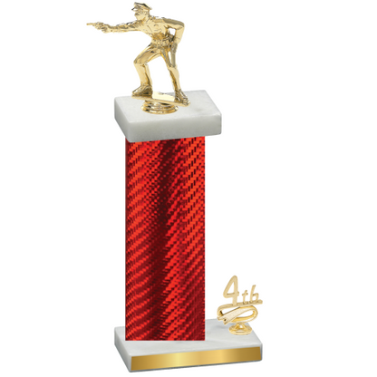 Accented Single Red Carbon Fiber Fourth Place Shooter Trophy