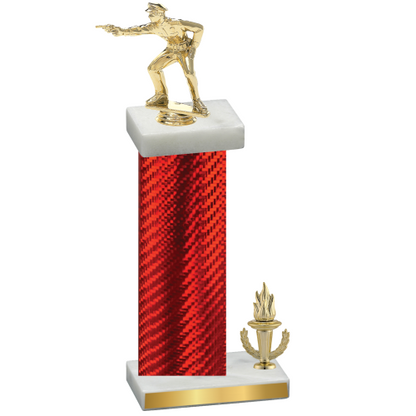 Accented Single Red Carbon Fiber Victory Shooter Trophy