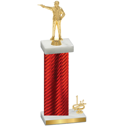 Accented Single Red Carbon Fiber First Place Shooter Trophy