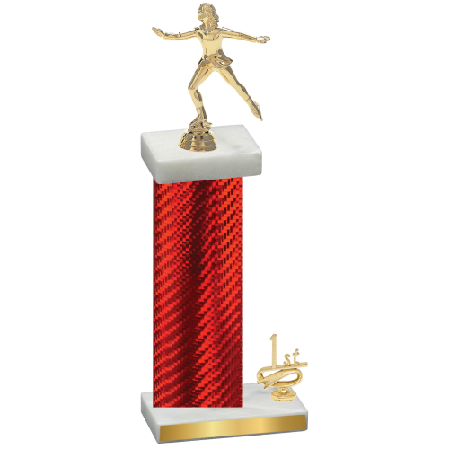 Accented Single Red Carbon Fiber First Place Skater Trophy