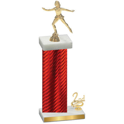 Accented Single Red Carbon Fiber Second Place Skater Trophy