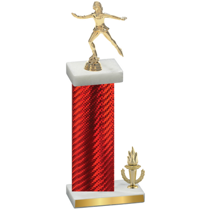 Accented Single Red Carbon Fiber Victory Skater Trophy