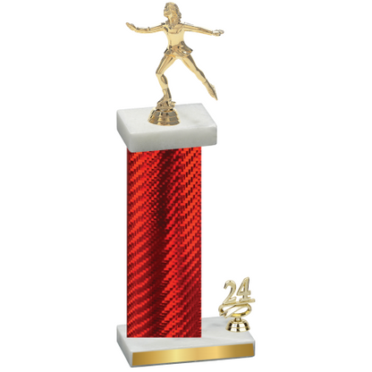 Accented Single Red Carbon Fiber Year Skater Trophy