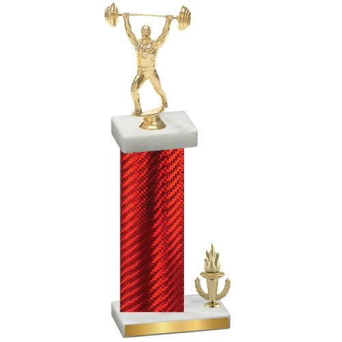 Accented Single Red Carbon Fiber Victory Weights Trophy