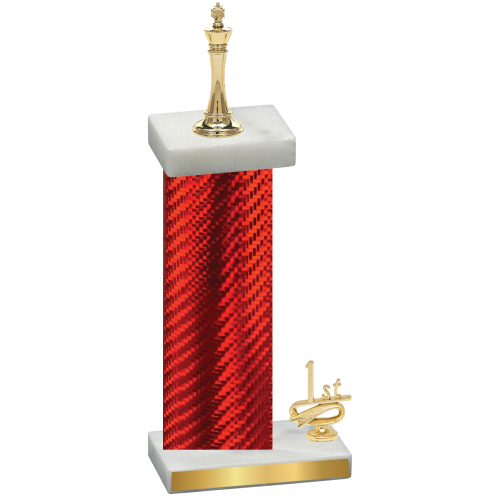 Accented Single Red Carbon Fiber First Place Chess Trophy