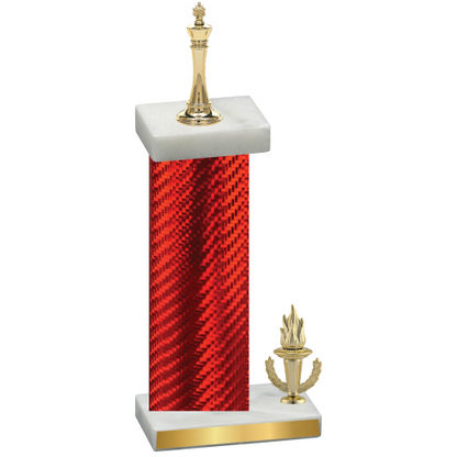 Accented Single Red Carbon Fiber Victory Chess Trophy