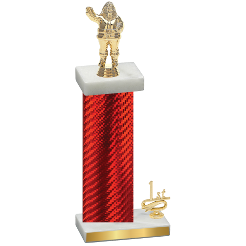 Accented Single Red Carbon Fiber First Place Holiday Trophy