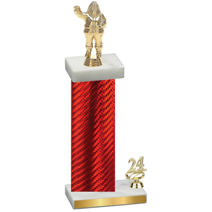 Accented Single Red Carbon Fiber Year Holiday Trophy