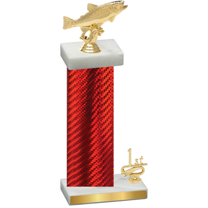 Accented Single Red Carbon Fiber First Place Fishing Trophy