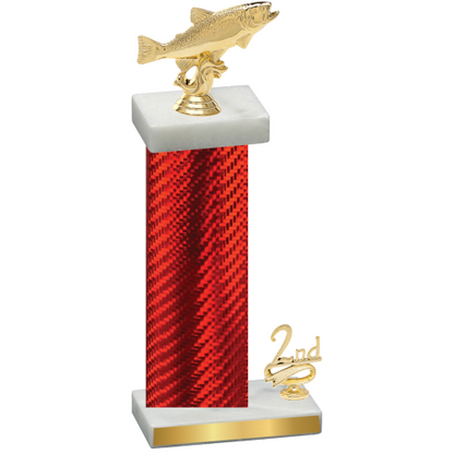 Accented Single Red Carbon Fiber Second Place Fishing Trophy