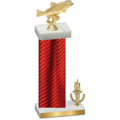 Accented Single Red Carbon Fiber Victory Fishing Trophy