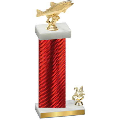 Accented Single Red Carbon Fiber Year Fishing Trophy