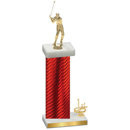 Accented Single Red Carbon Fiber First Place Golf Trophy