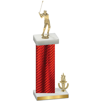 Accented Single Red Carbon Fiber Victory Golf Trophy