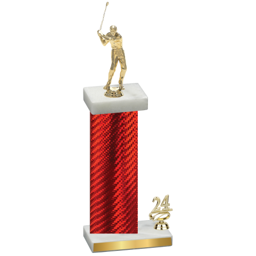 Accented Single Red Carbon Fiber Year Golf Trophy