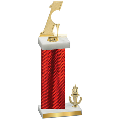 Accented Single Red Carbon Fiber Victory Golf Trophy