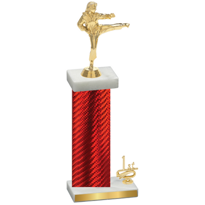 Accented Single Red Carbon Fiber First Place Karate Trophy