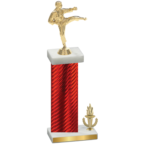 Accented Single Red Carbon Fiber Victory Karate Trophy