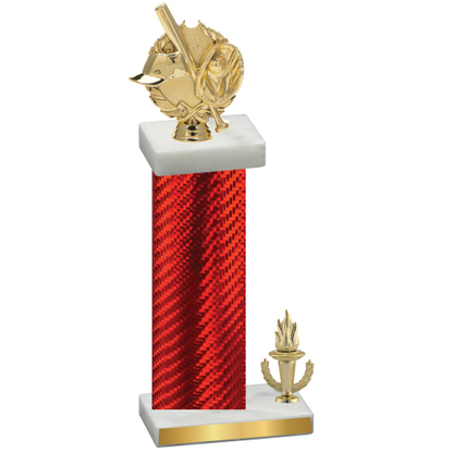 Accented Single Red Carbon Fiber Victory Baseball Trophy