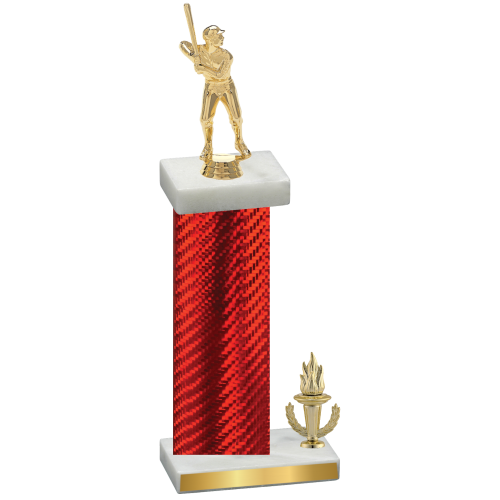 Accented Single Red Carbon Fiber Victory Baseball Trophy