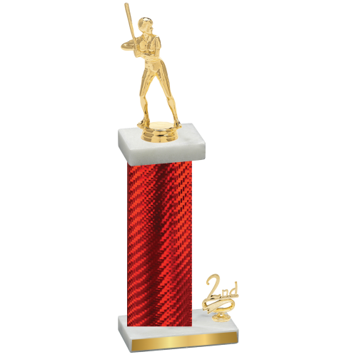 Accented Single Red Carbon Fiber Second Place Softball Trophy