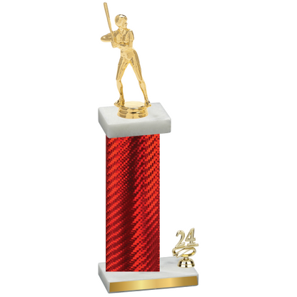 Accented Single Red Carbon Fiber Year Softball Trophy