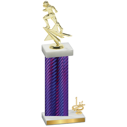 Accented Single Purple Carbon Fiber First Place Football Trophy
