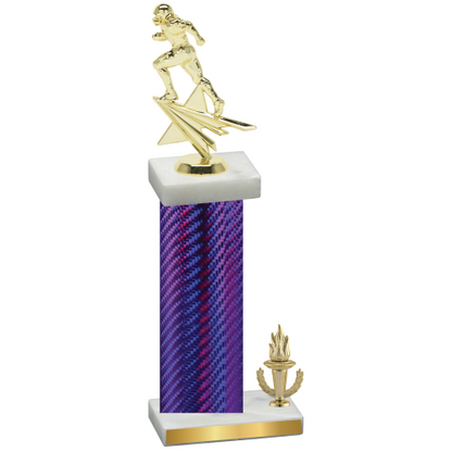 Accented Single Purple Carbon Fiber Victory Football Trophy