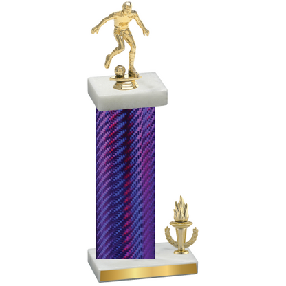 Accented Single Purple Carbon Fiber Victory Soccer Trophy