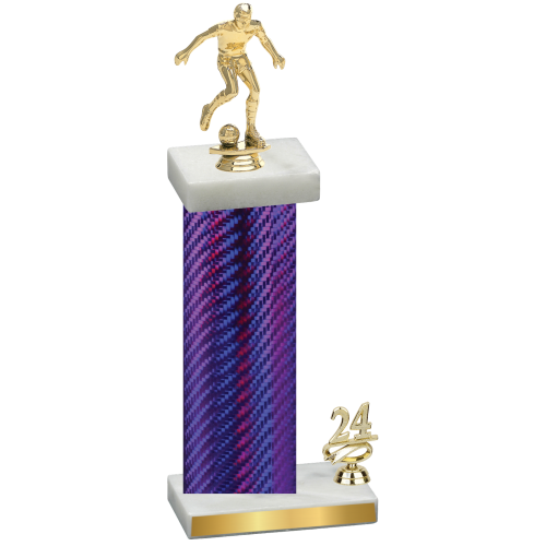 Accented Single Purple Carbon Fiber Year Soccer Trophy