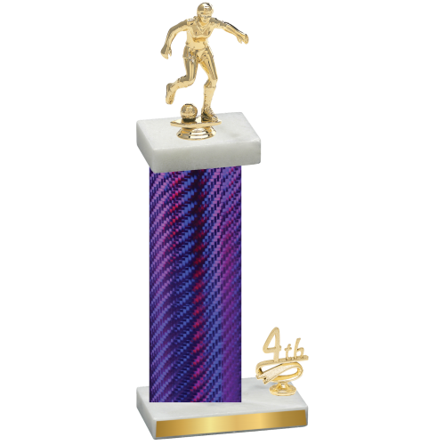 Accented Single Purple Carbon Fiber Fourth Place Soccer Trophy