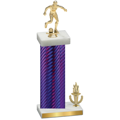 Accented Single Purple Carbon Fiber Victory Soccer Trophy