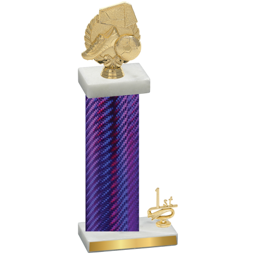 Accented Single Purple Carbon Fiber First Place Soccer Trophy