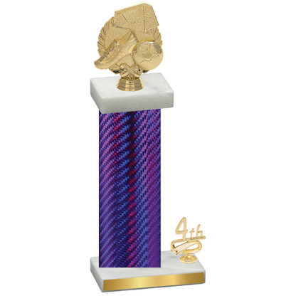 Accented Single Purple Carbon Fiber Fourth Place Soccer Trophy